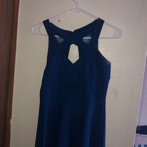 blue homecoming dress with front cut out